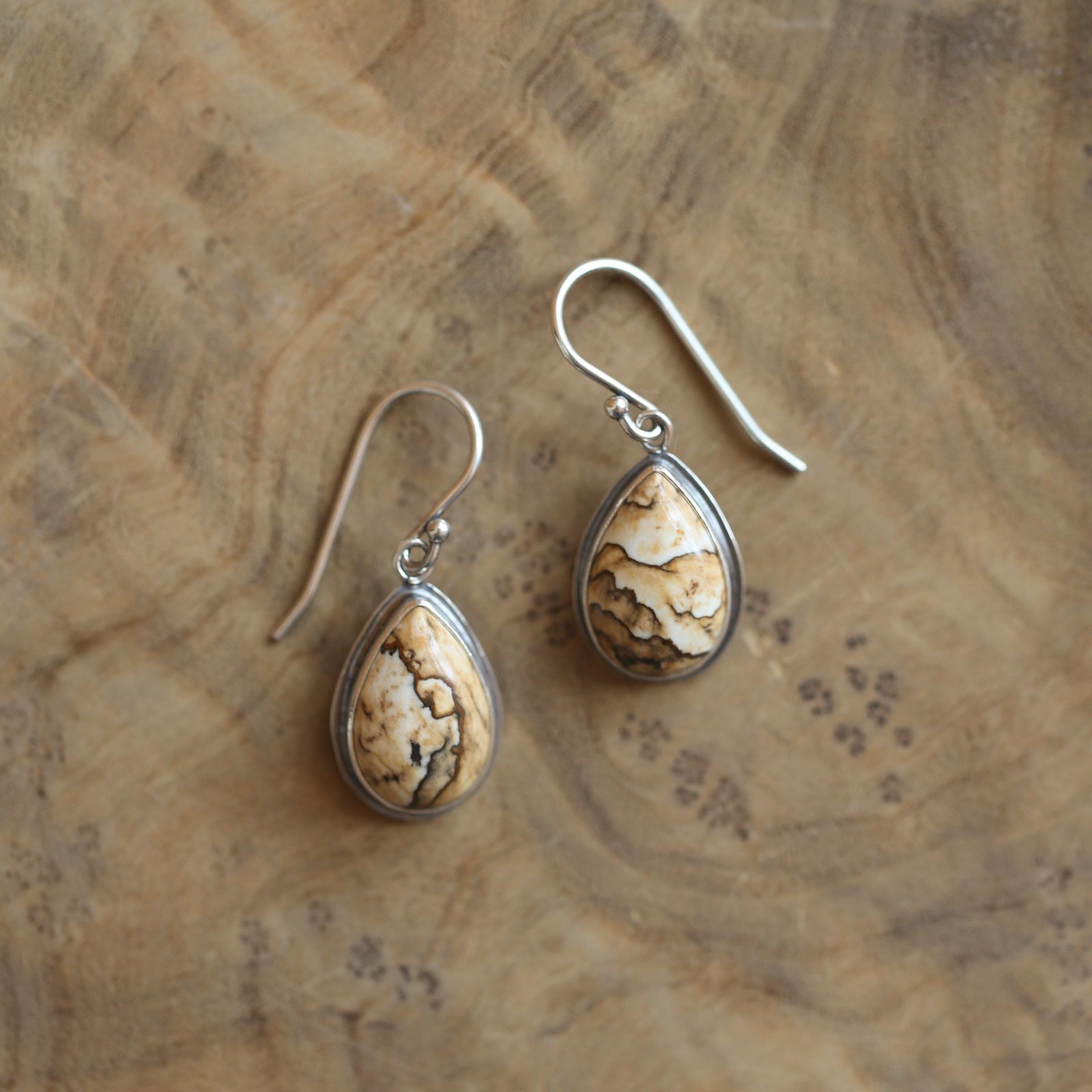 Picture Jasper TearDrop Earrings - Choose your pair - .925 Sterling Silver