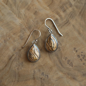Choose your pair - Picture Jasper TearDrop Earrings - .925 Sterling Silver -