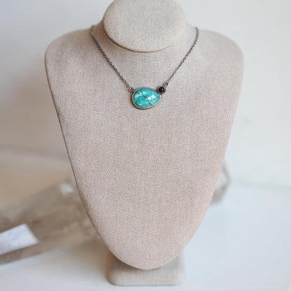 Turquoise & Black Agate Necklace - Choose Your Stone - .925 Sterling Silver