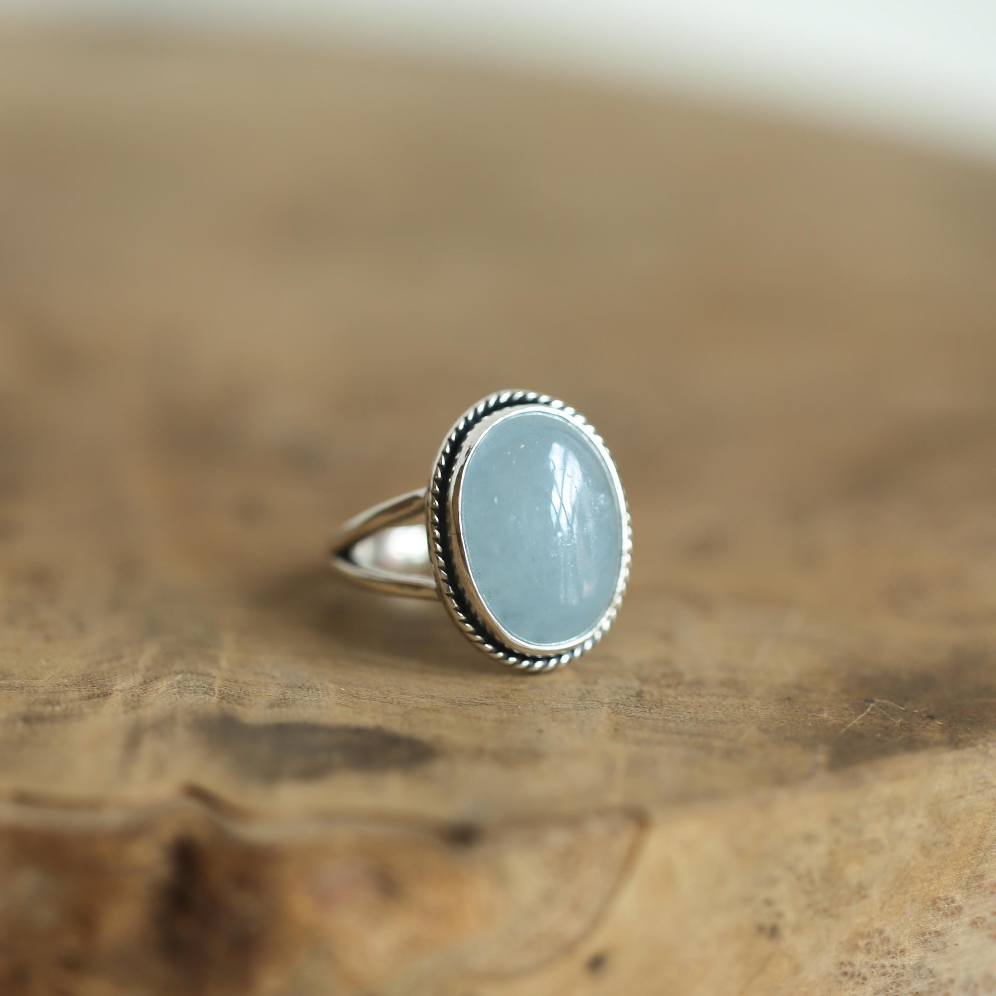 Aquamarine Boho Ring - Sterling Silver - AAA Aquamarine Ring
