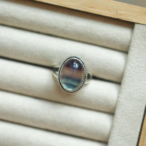 Custom Rainbow Fluorite Boho Ring - .925 Sterling Silver - Choose Your Stone