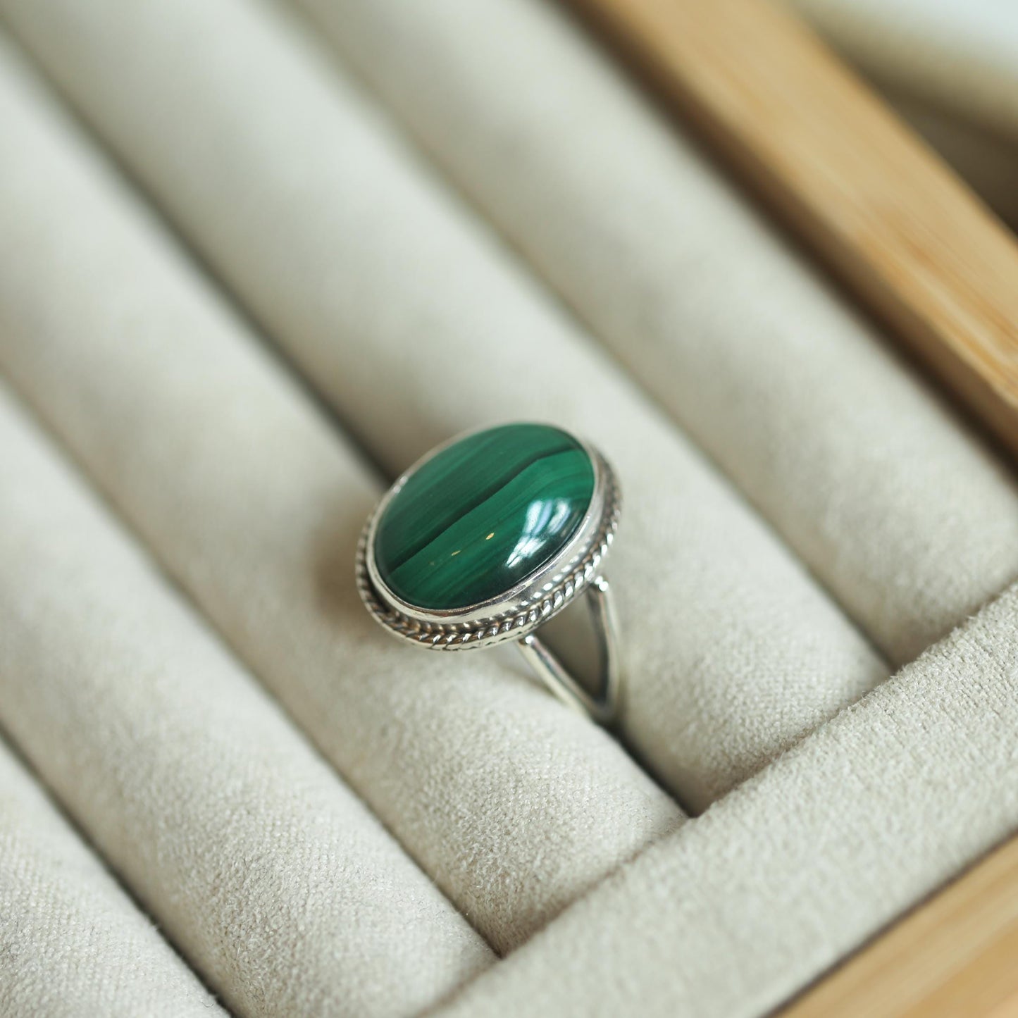 Malachite Boho Ring - Sterling Silver - Choose Your Stone