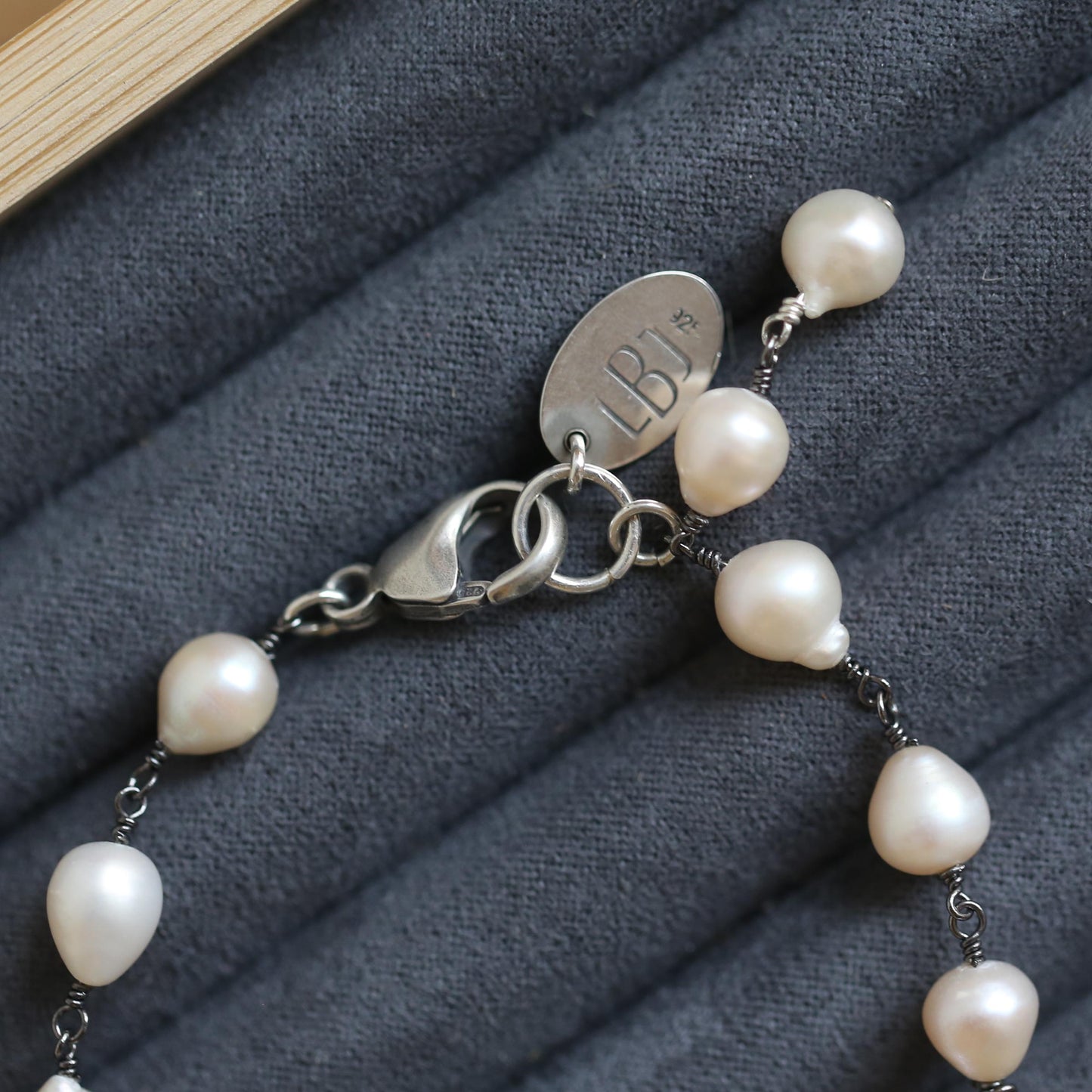 Rosarita Freshwater Pearl Bracelet - Oxidized Sterling Silver Pearl Rosary Chain