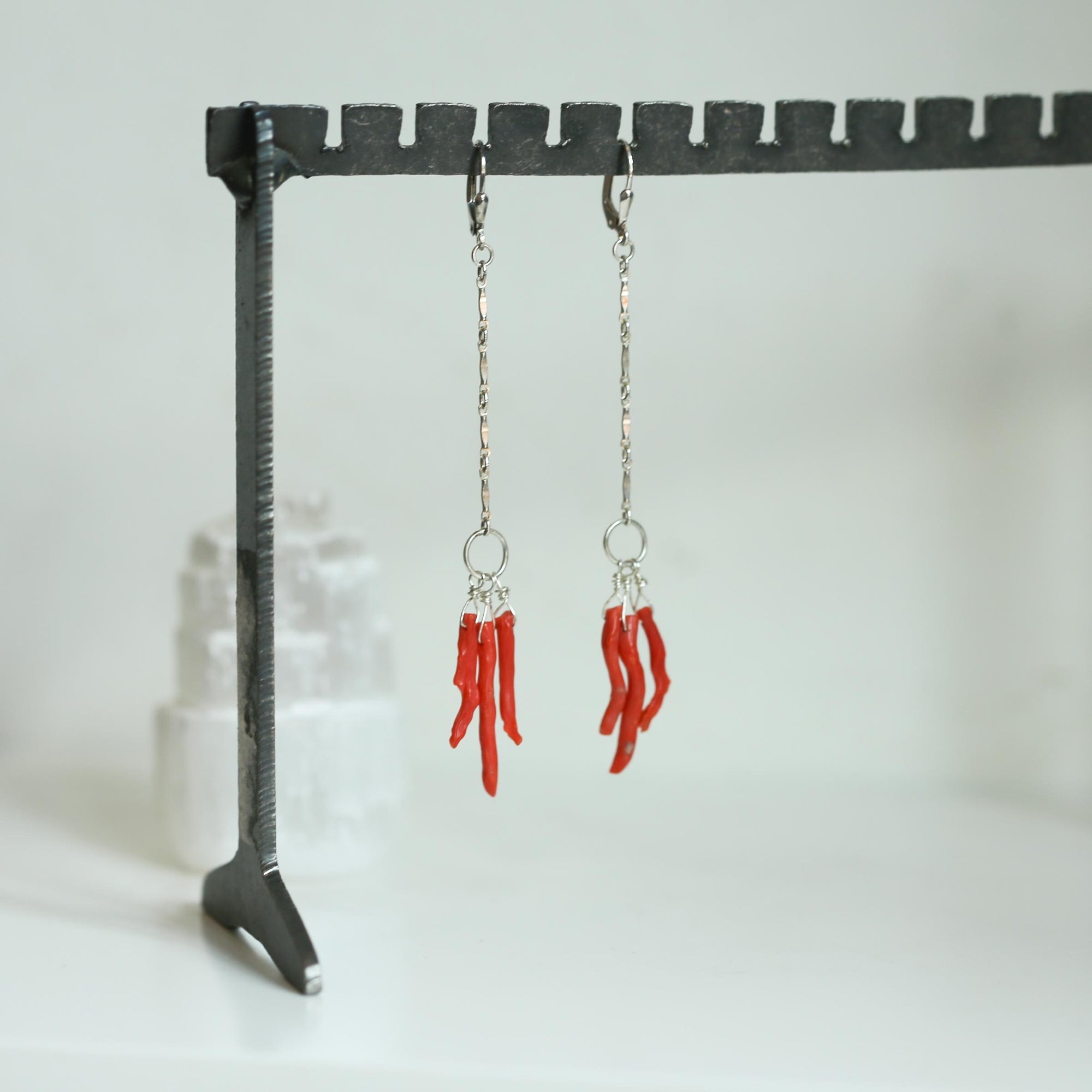 Mediterranean Coral Earrings - Natural Coral - Sterling Silver - Ethically Sourced