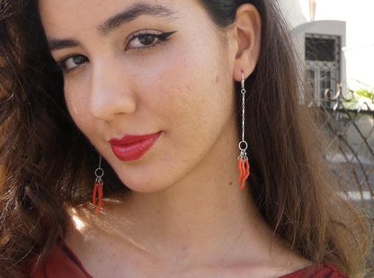 Mediterranean Coral Earrings - Natural Coral - Sterling Silver - Ethically Sourced