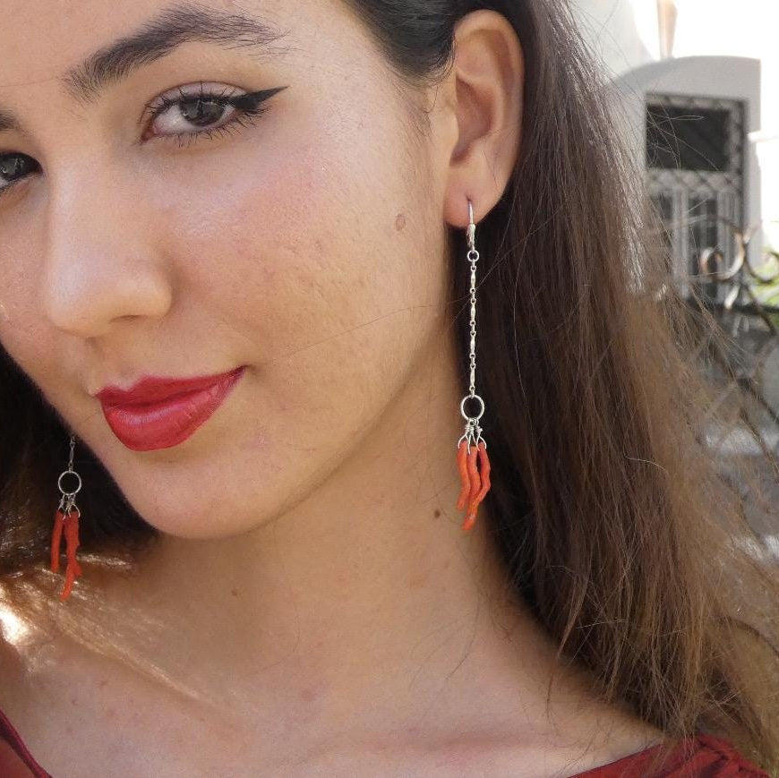 Mediterranean Coral Earrings | Sterling Silver | Ethically Sourced