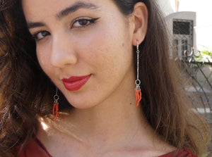 Mediterranean Coral Earrings - Natural Coral - Sterling Silver - Ethically Sourced