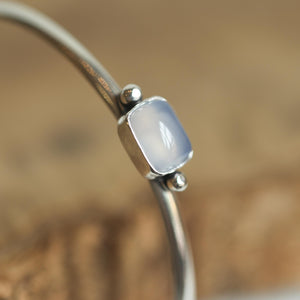 Chalcedony Cuff Bracelet - Chalcedony Bracelet - Blue Chalcedony Bangle - .925 Sterling Silver