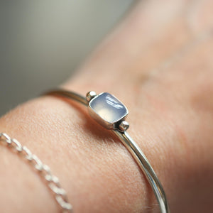 Chalcedony Cuff Bracelet - Chalcedony Bracelet - Blue Chalcedony Bangle - .925 Sterling Silver