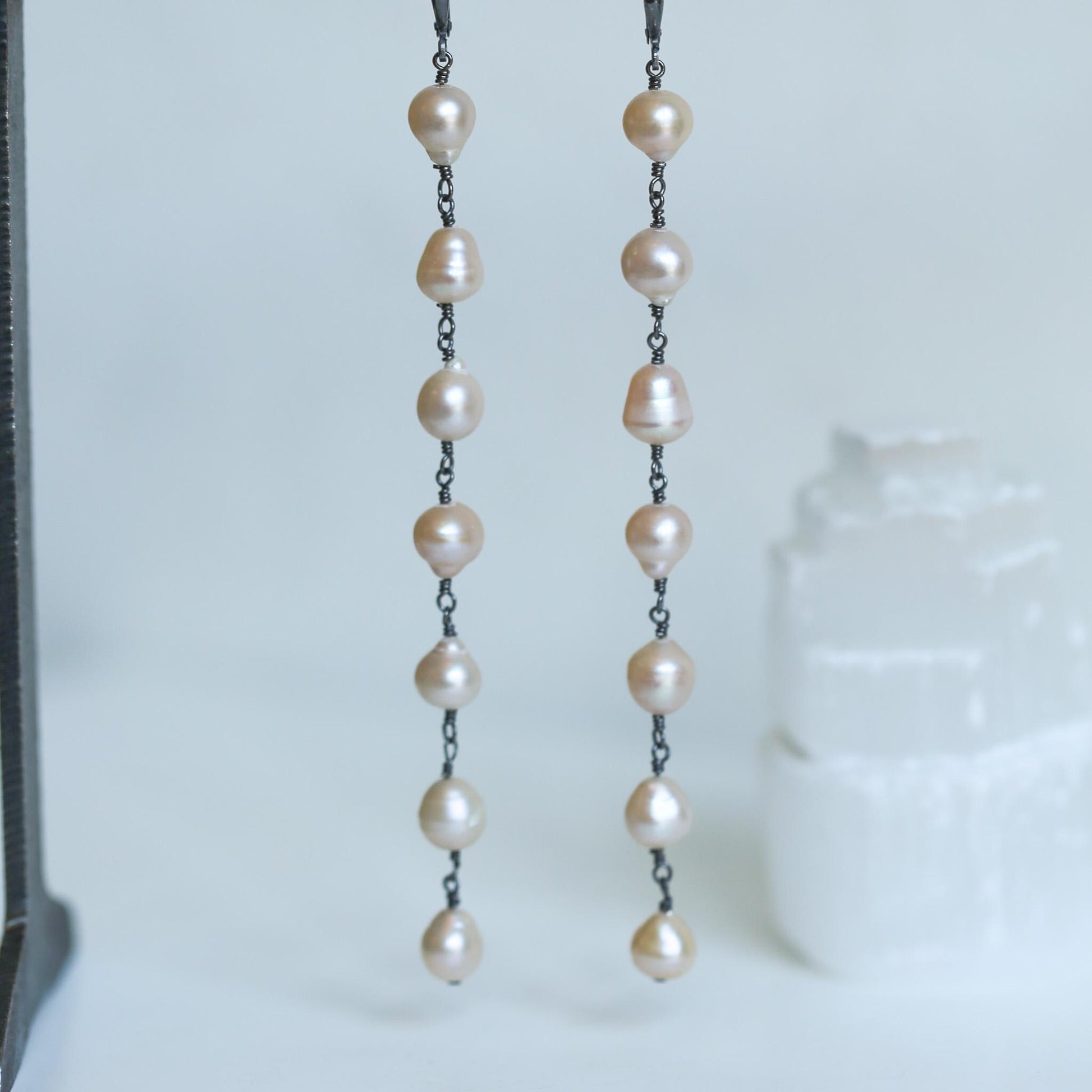 Rosarita Long Pearl Earrings – Sterling Silver, Freshwater Pearls