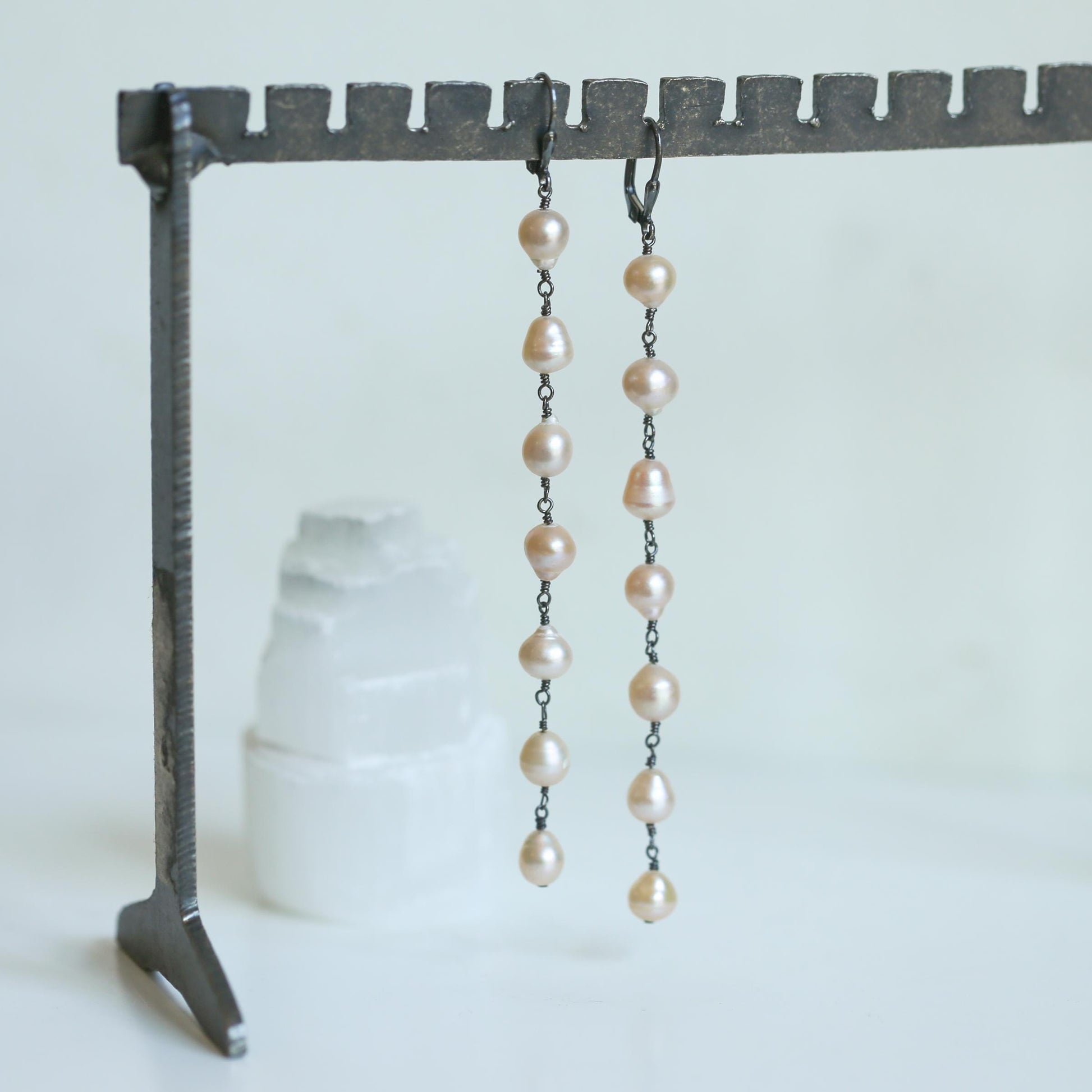 Rosarita Long Pearl Earrings – Sterling Silver, Freshwater Pearls