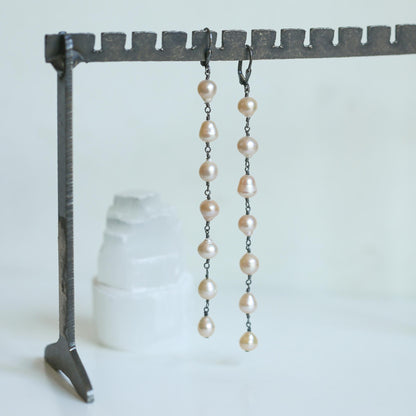 Rosarita Long Pearl Earrings – Sterling Silver, Freshwater Pearls