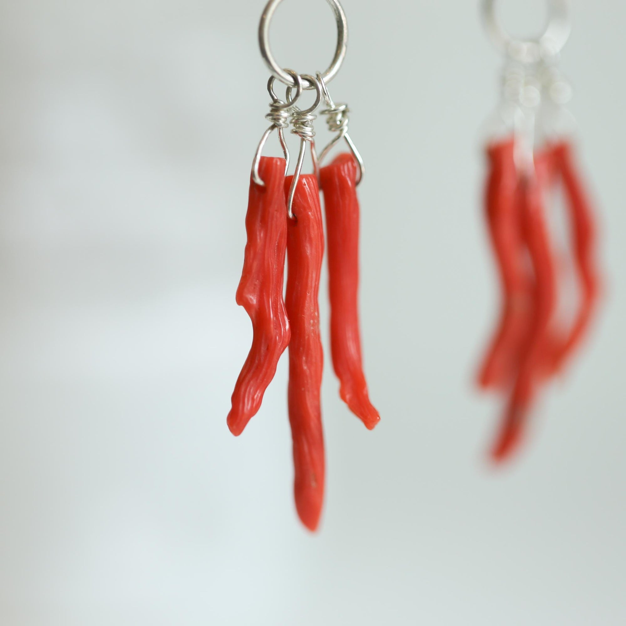 Mediterranean Coral Earrings - Natural Coral - Sterling Silver - Ethically Sourced