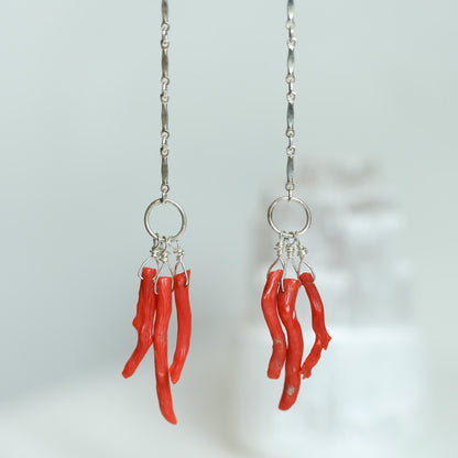 Mediterranean Coral Earrings - Natural Coral - Sterling Silver - Ethically Sourced