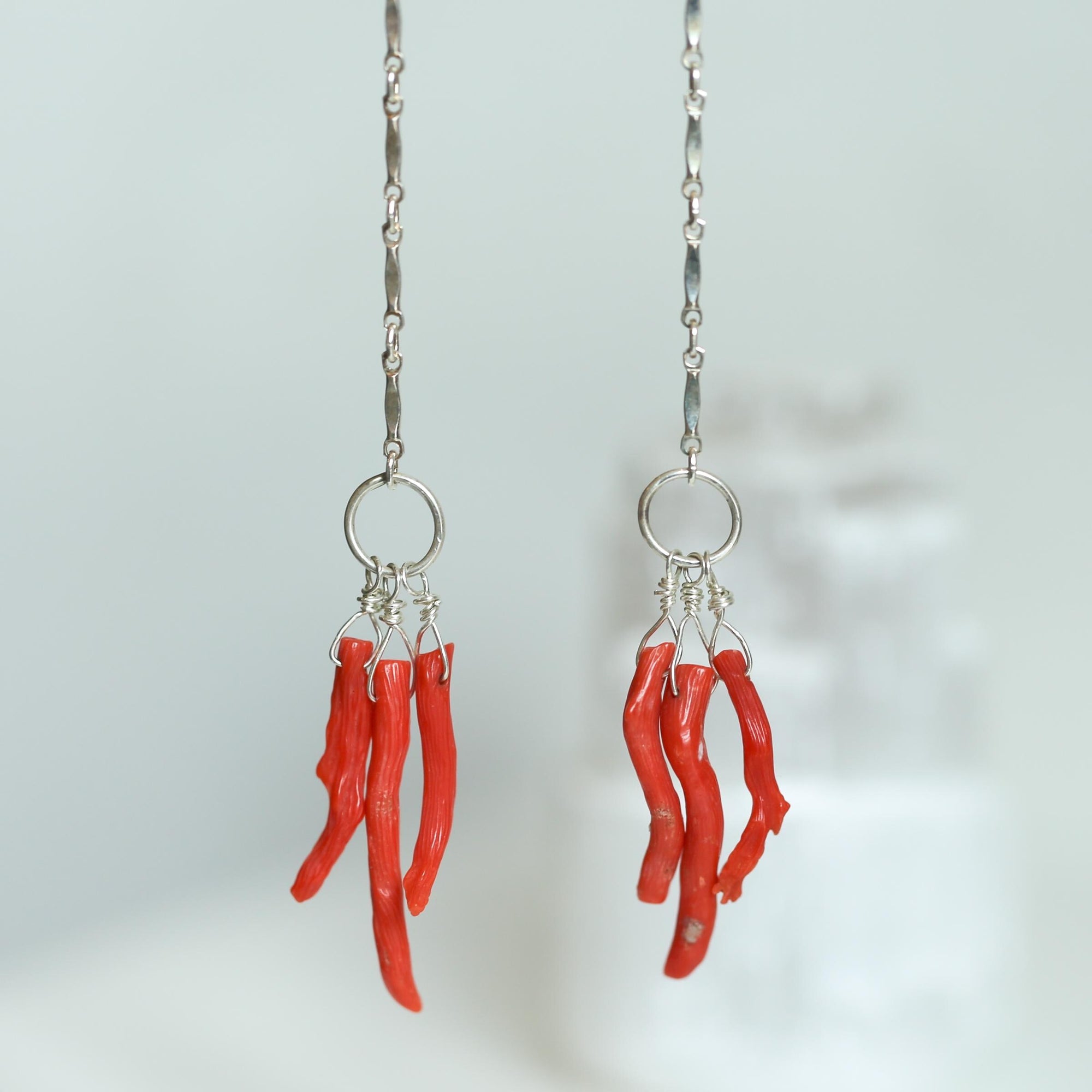 Mediterranean Coral Earrings - Natural Coral - Sterling Silver - Ethically Sourced