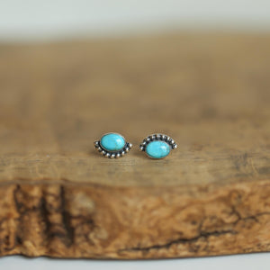 Bright Eyes Turquoise Posts - Boho Turquoise Earrings - Turquoise Studs - Silversmith