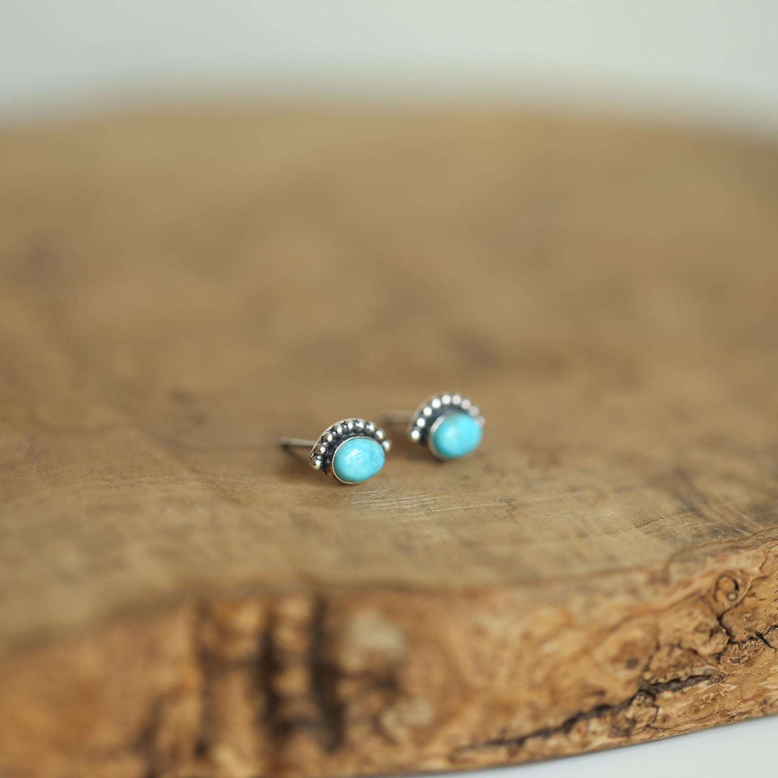 Bright Eyes Turquoise Posts - Boho Turquoise Earrings - Turquoise Studs - Silversmith