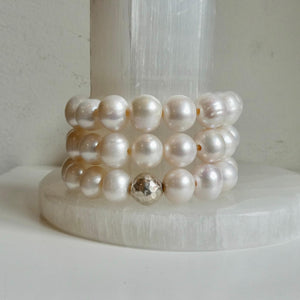 Freshwater Pearl Bracelet - 12mm Natural Freshwater Pearls - High End Pearl Stretch Bracelet
