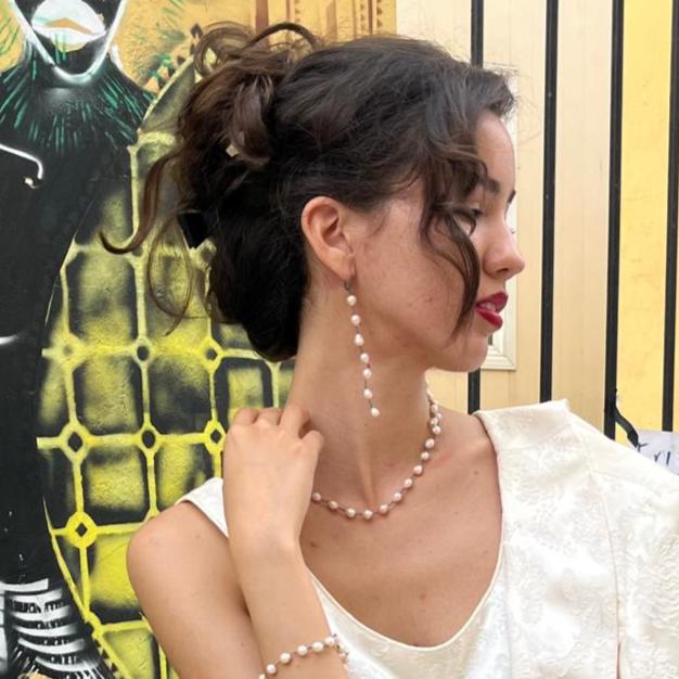 Rosarita Long Pearl Earrings – Sterling Silver, Freshwater Pearls