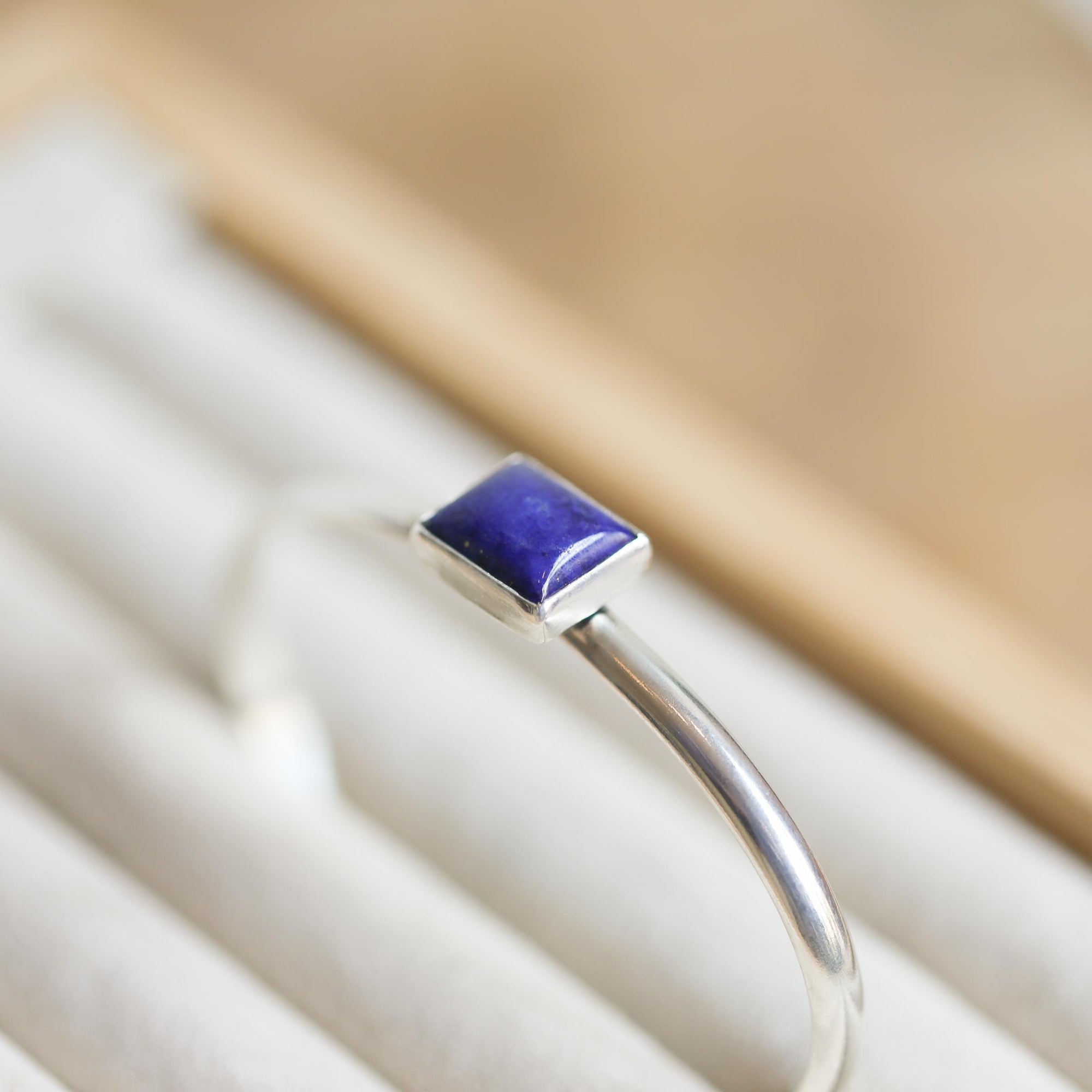 Lapis Cuff Bracelet - Lapis Lazuli Bangle - Silver Lapis Bracelet