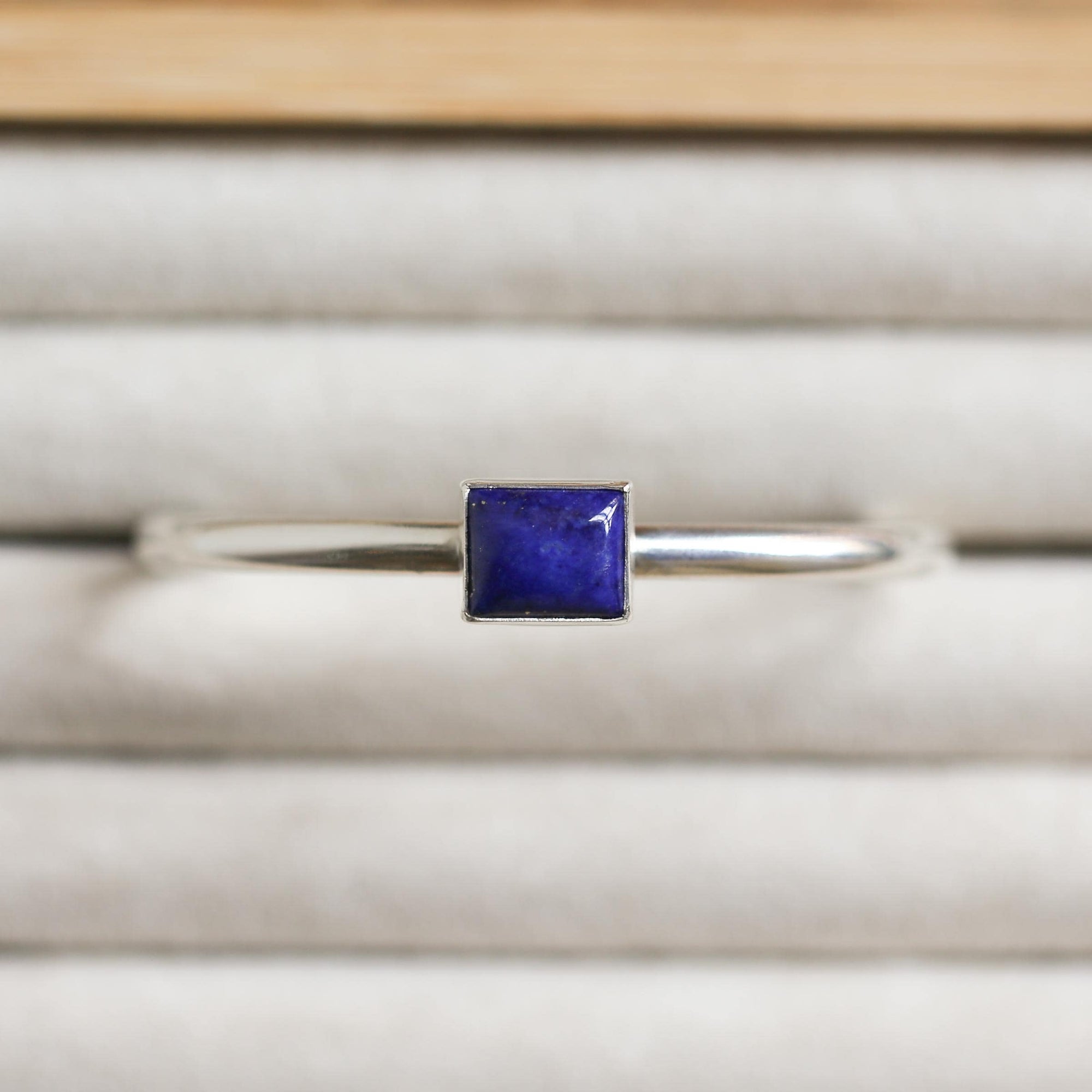 Lapis Cuff Bracelet - Lapis Lazuli Bangle - Silver Lapis Bracelet