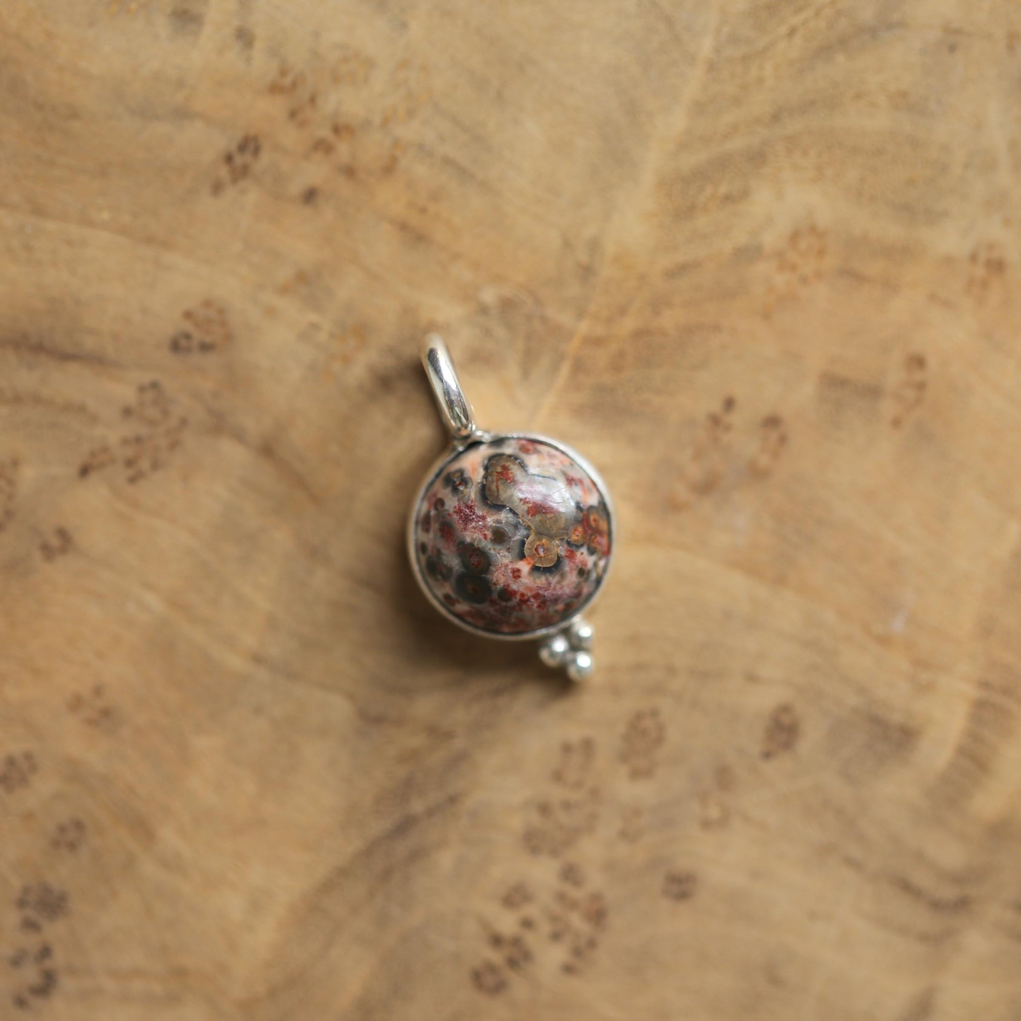 Leopard Skin Jasper Pendant - .925 Sterling Silver Necklace - Silversmith Pendant