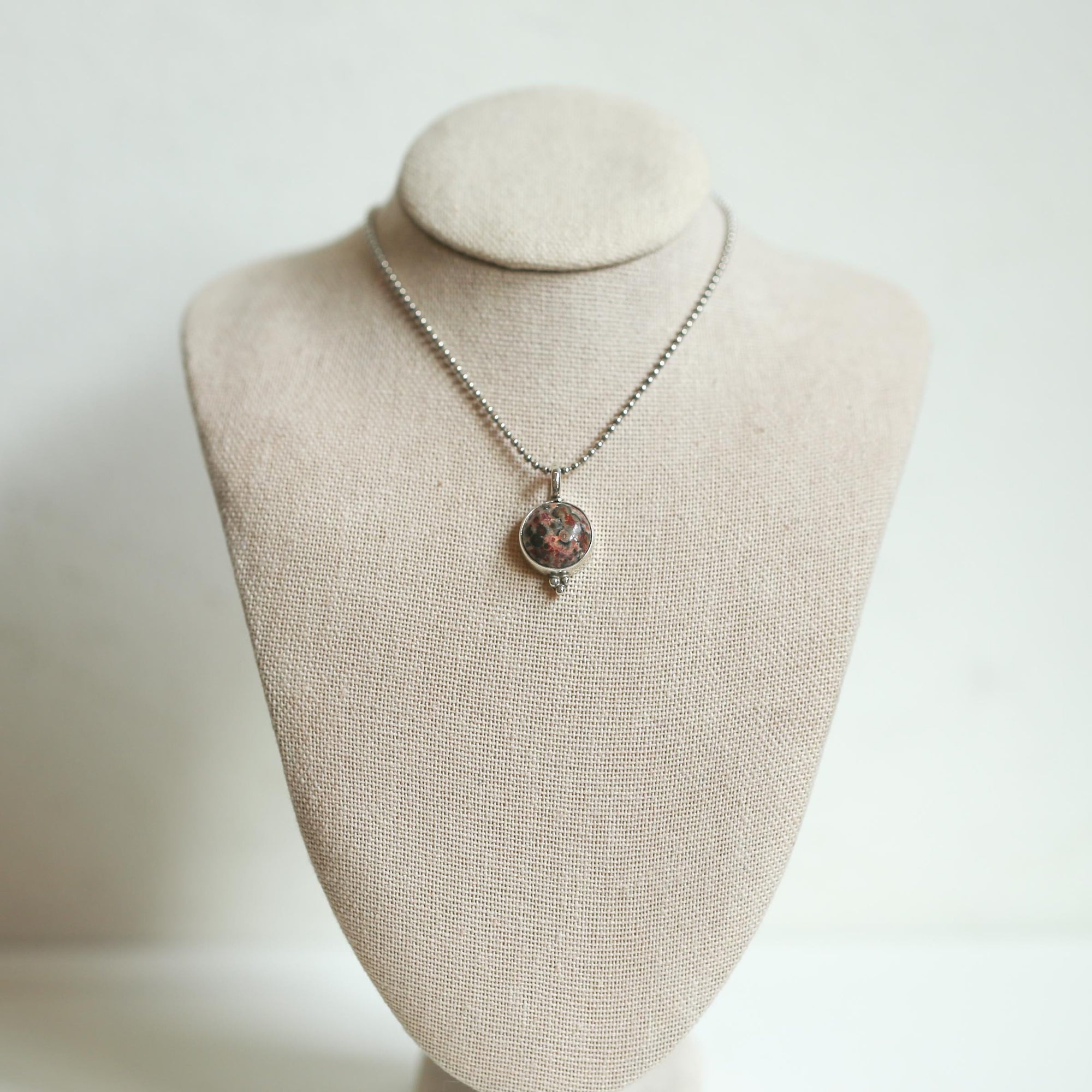 Leopard Skin Jasper Pendant - .925 Sterling Silver Necklace - Silversmith Pendant