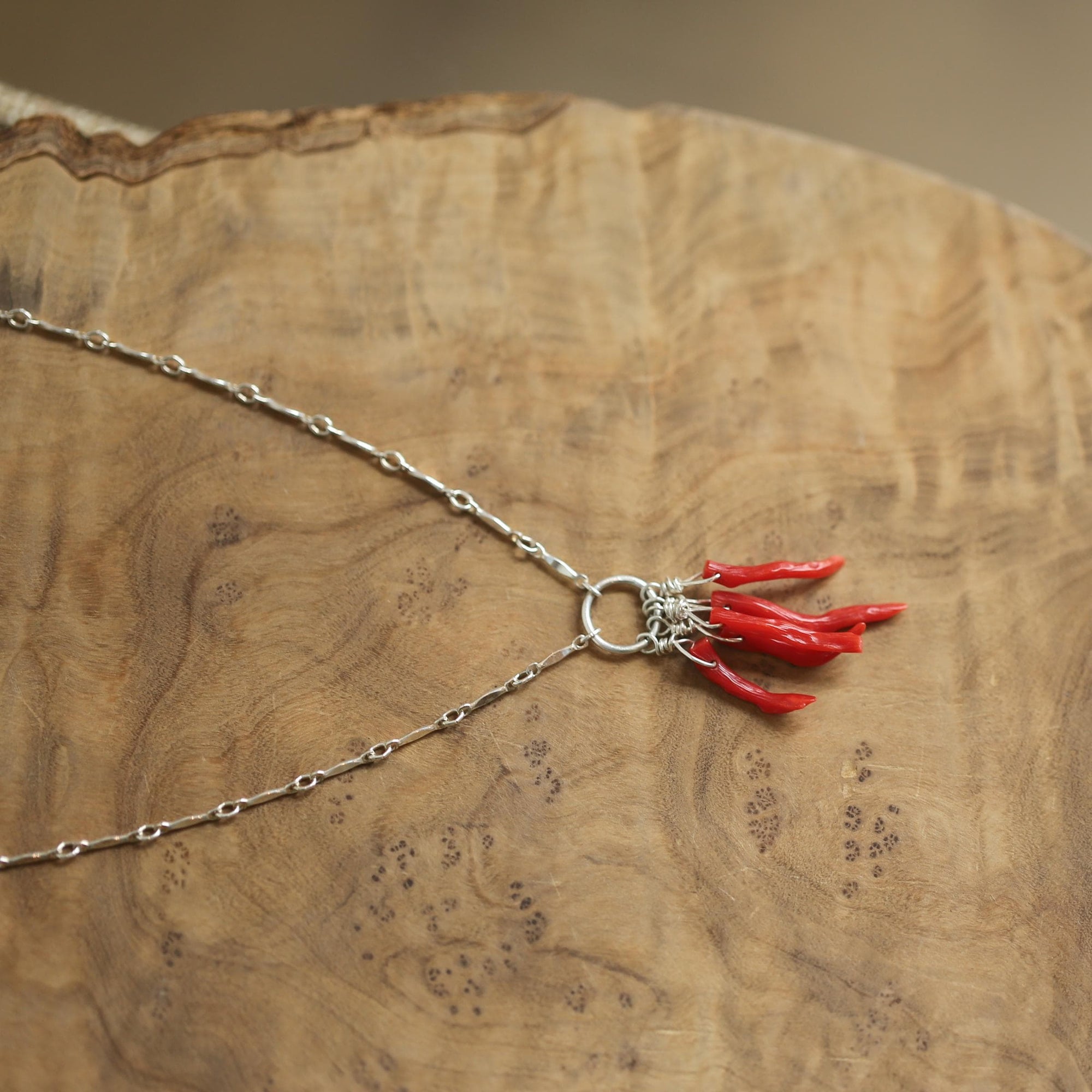 Mediterranean Coral Necklace - Natural Coral - Sterling Silver - Ethically Sourced
