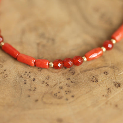 Mediterranean Red Coral Bracelet | 14K Gold Filled Clasp