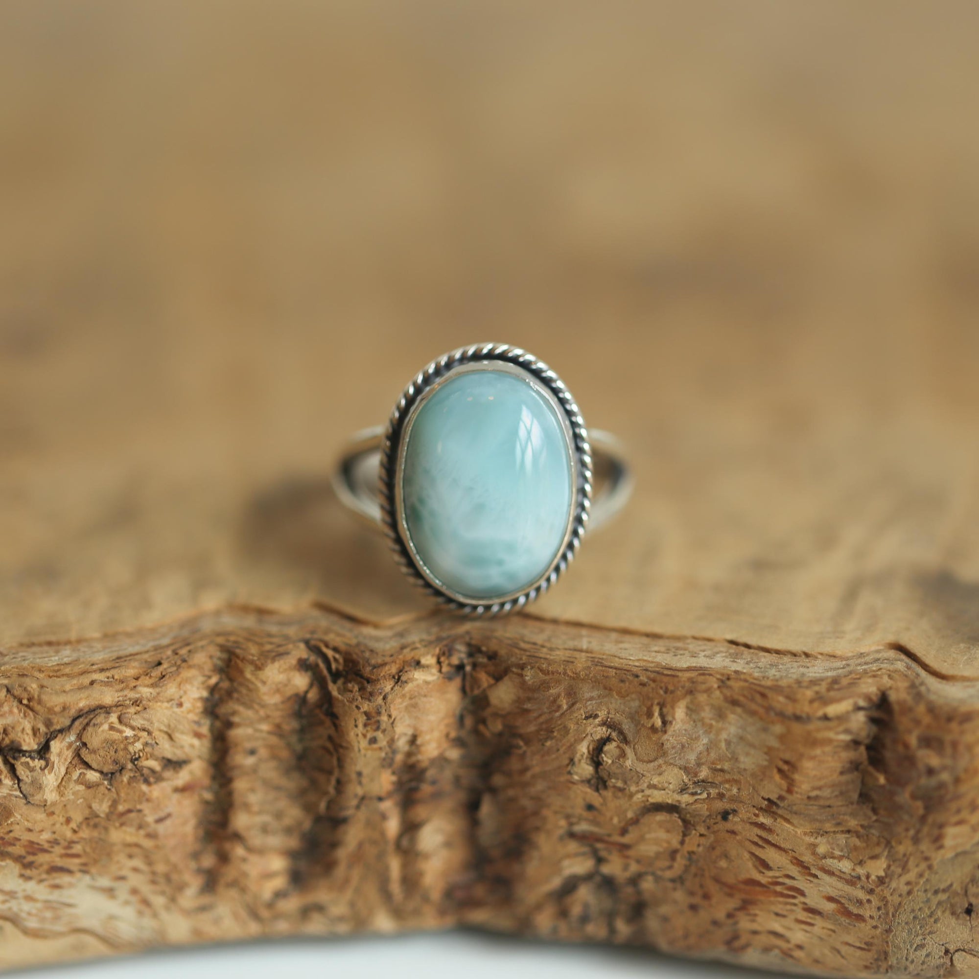 Larimar Boho Ring - .925 Sterling Silver - Larimar Ring - Choose Your Stone