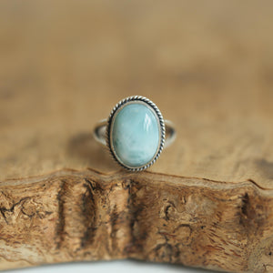 Custom Larimar Statement Ring – Boho .925 Sterling Silver - Choose Your Stone