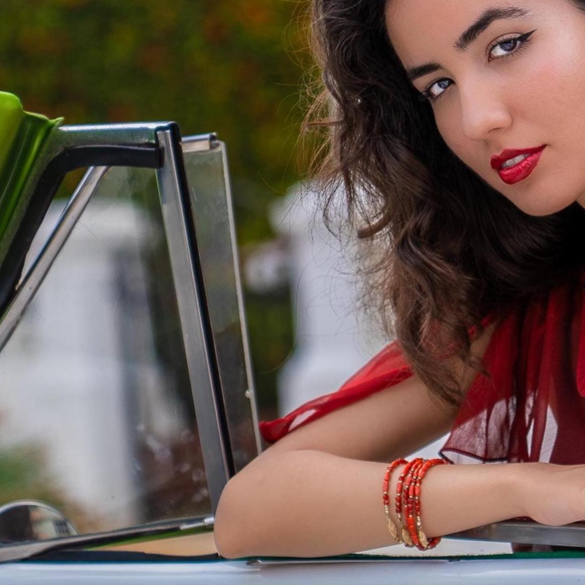 Mediterranean Red Coral Bracelet - Carnelian Beaded Bracelet - 14KGF