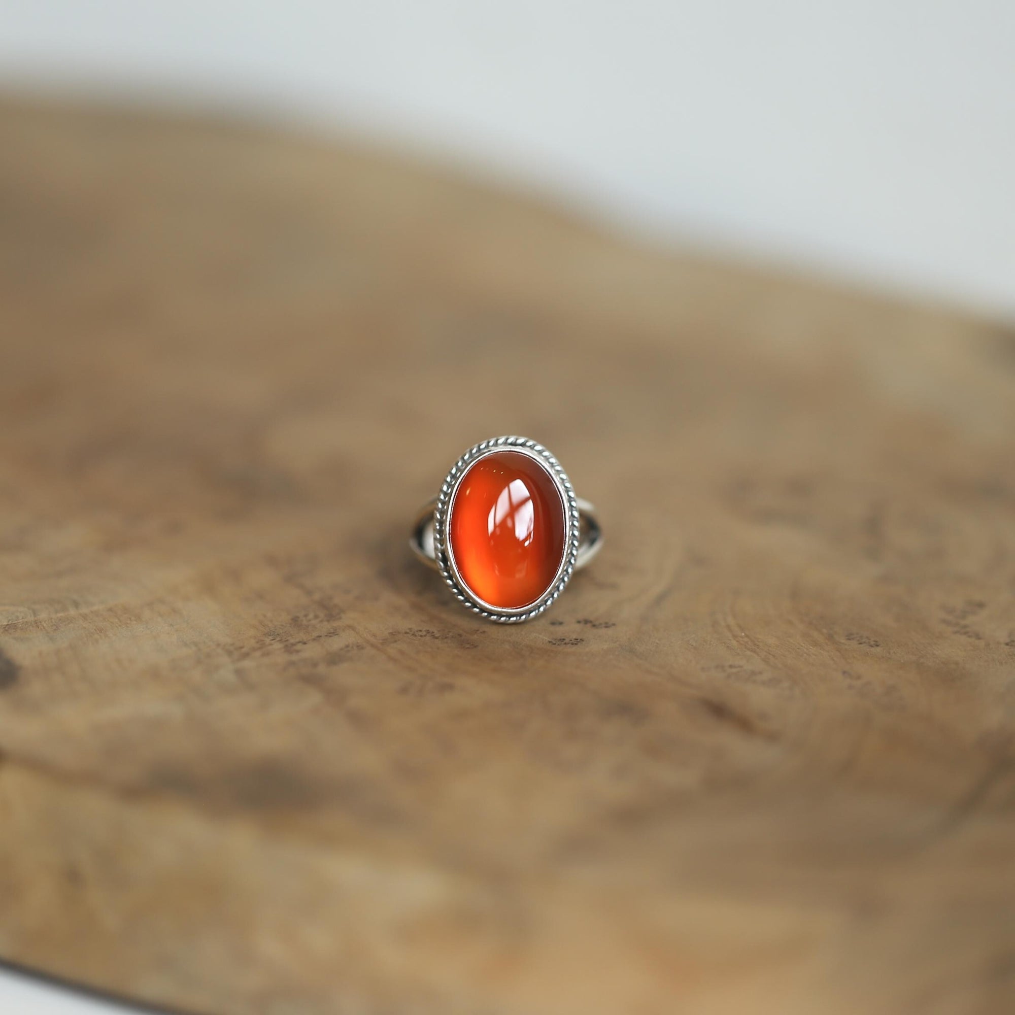 Orange Carnelian Boho Ring - Orange Carnelian Unisex Ring - Silversmith Ring