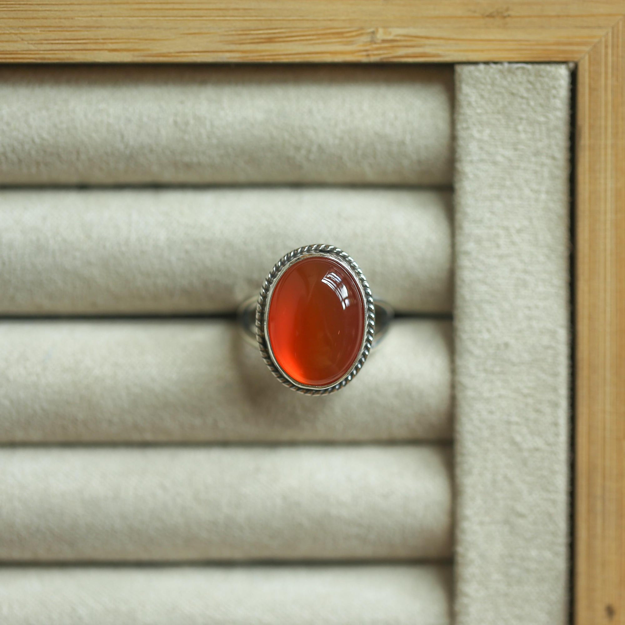 Orange Carnelian Boho Ring - Orange Carnelian Unisex Ring - Silversmith Ring