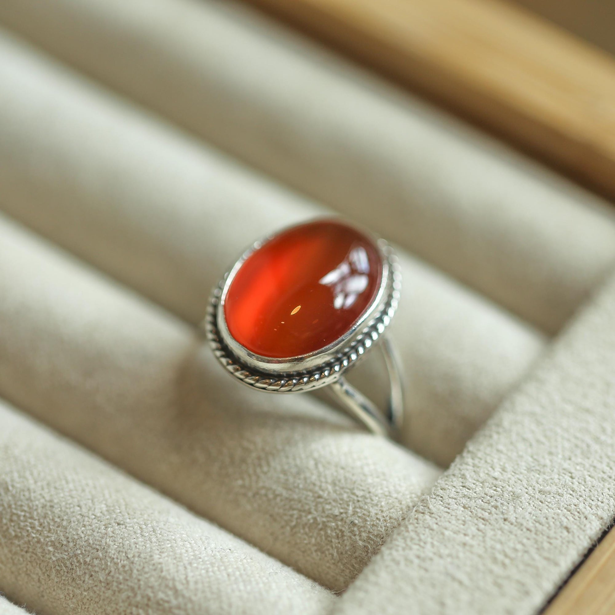 Orange Carnelian Boho Ring - Orange Carnelian Unisex Ring - Silversmith Ring