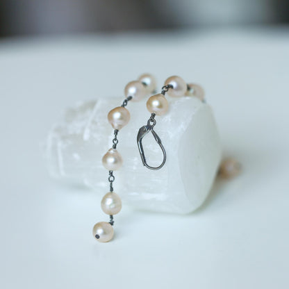 Rosarita Long Pearl Earrings – Sterling Silver, Freshwater Pearls