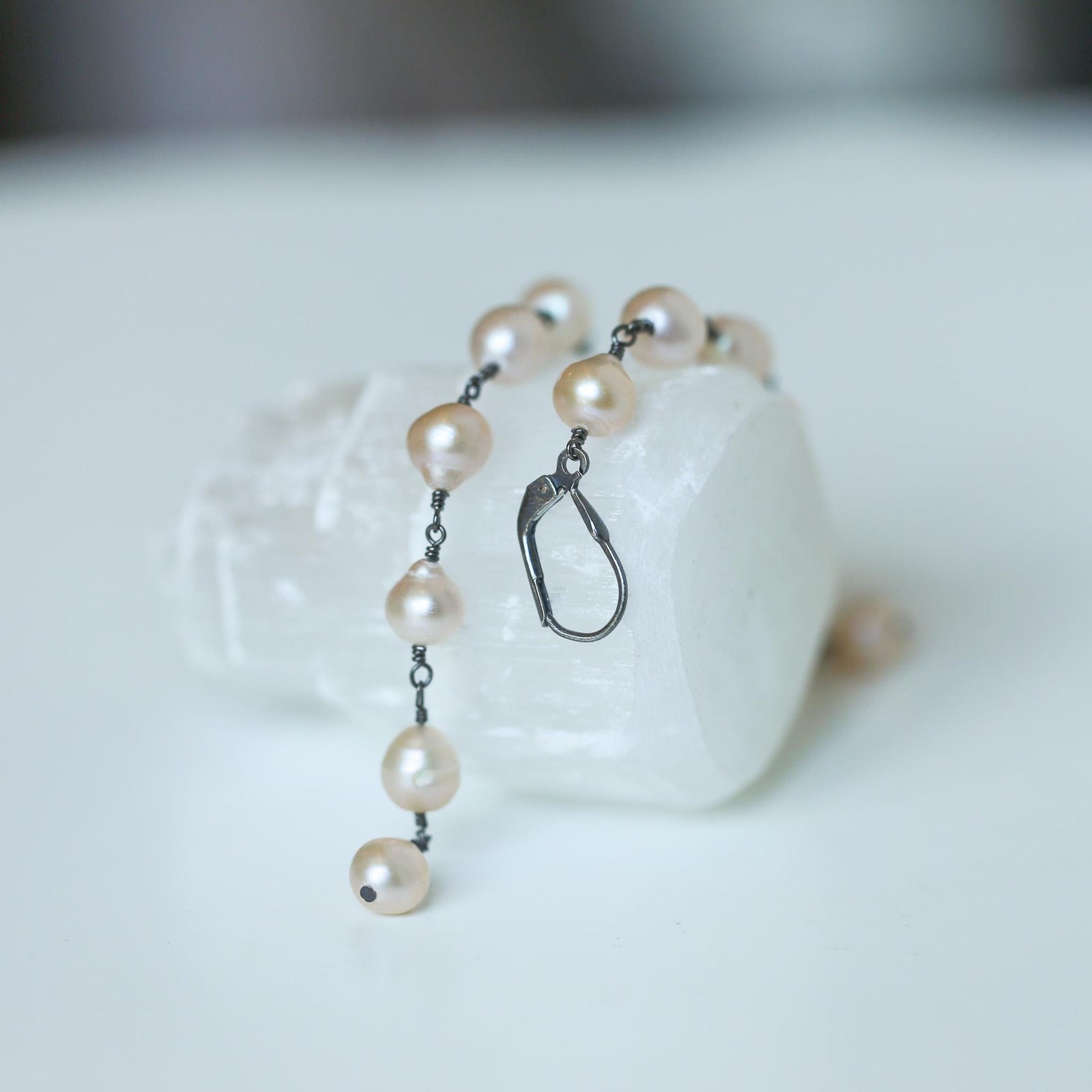 Rosarita Long Pearl Earrings – Sterling Silver, Freshwater Pearls