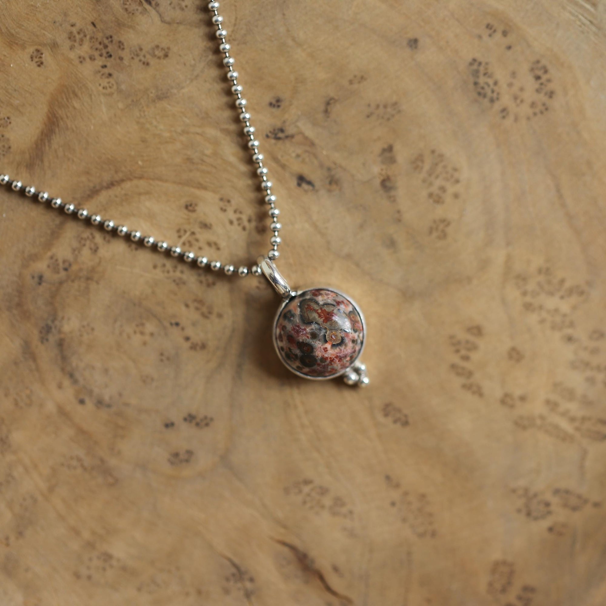 Leopard Skin Jasper Pendant - .925 Sterling Silver Necklace - Silversmith Pendant