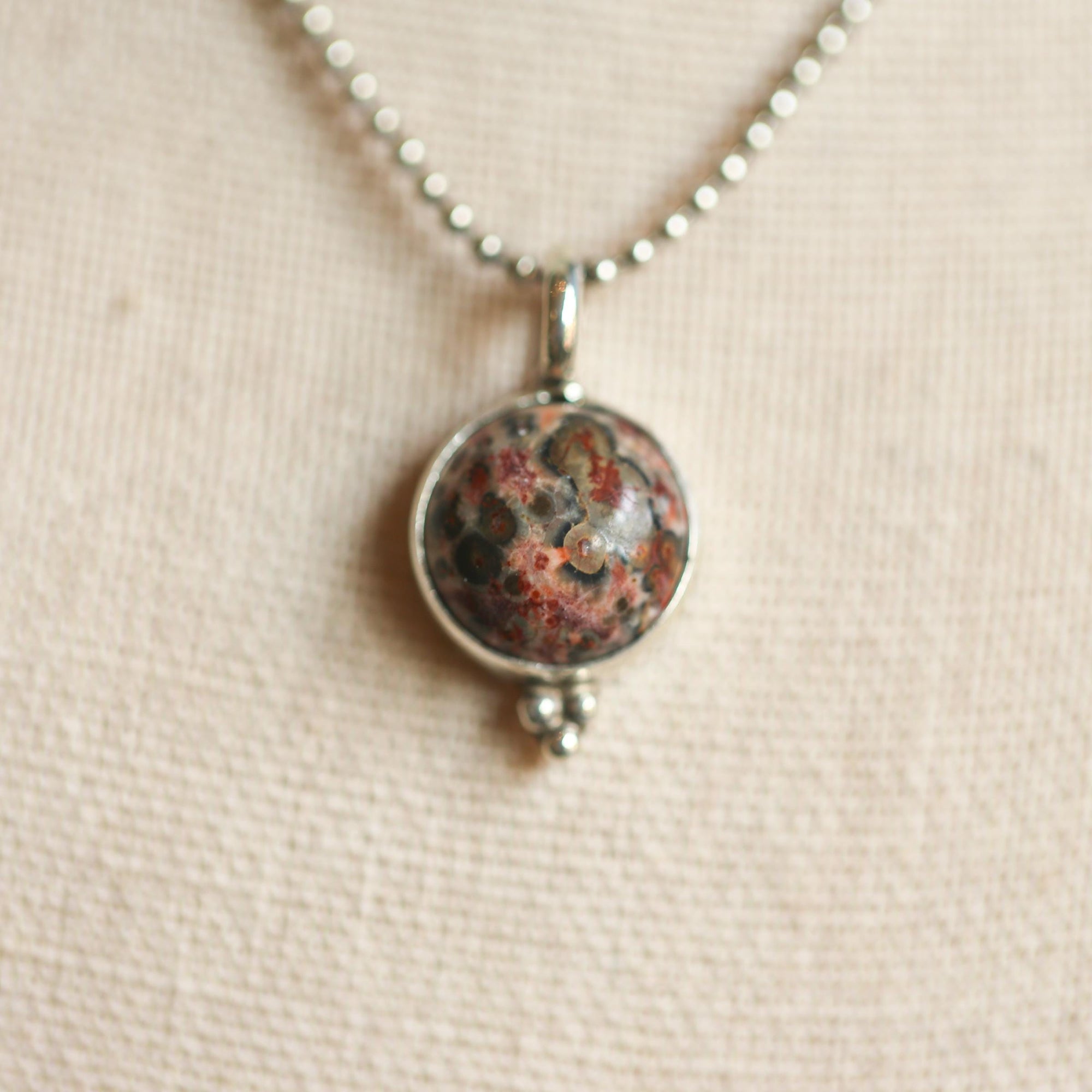 Leopard Skin Jasper Pendant - .925 Sterling Silver Necklace - Silversmith Pendant
