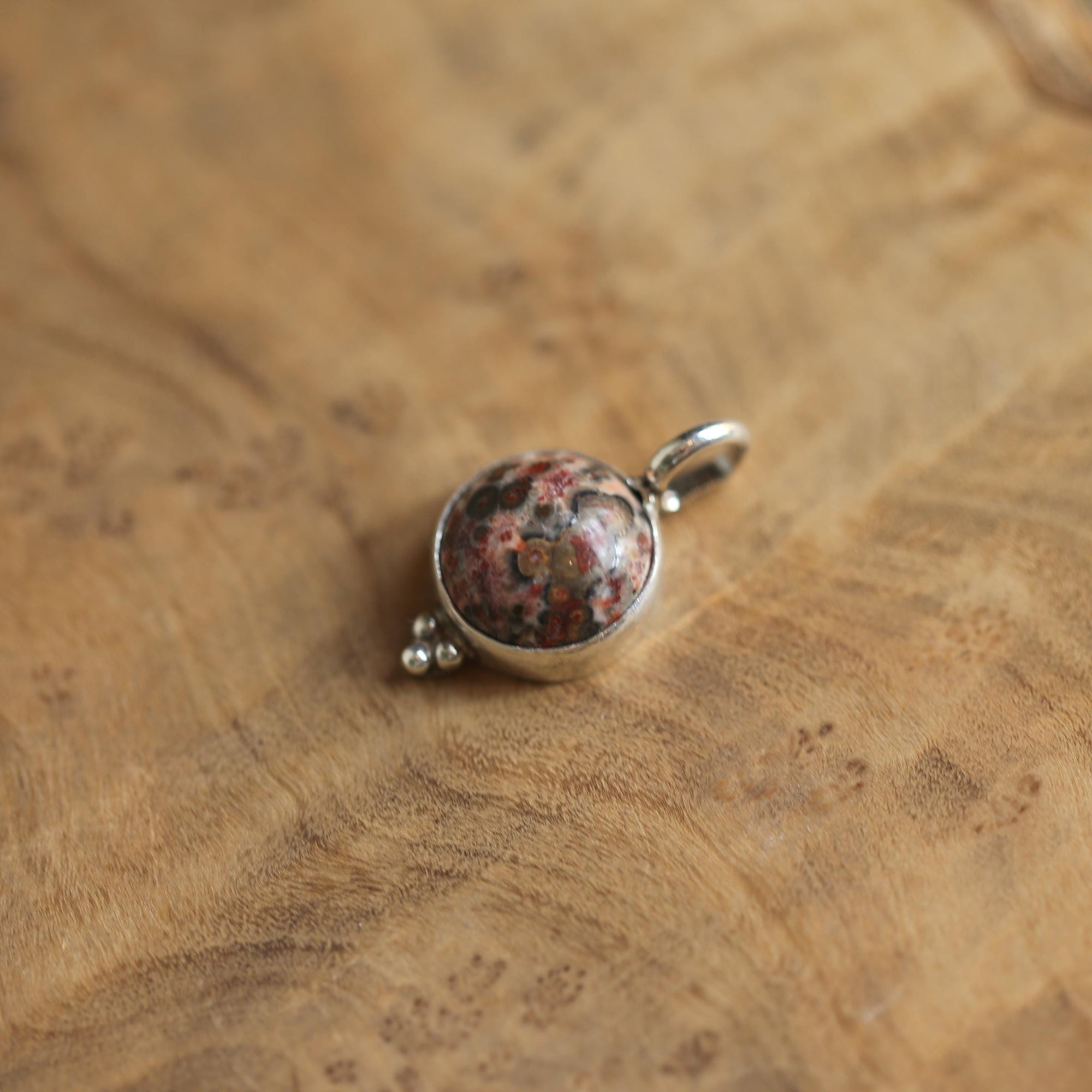 Leopard Skin Jasper Pendant - .925 Sterling Silver Necklace - Silversmith Pendant