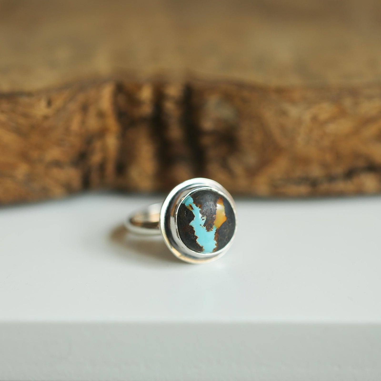 Sierra Nevada Turquoise Ring - Sierra Nevada Boulder Turquoise - OOAK Turquoise Ring - Silversmith