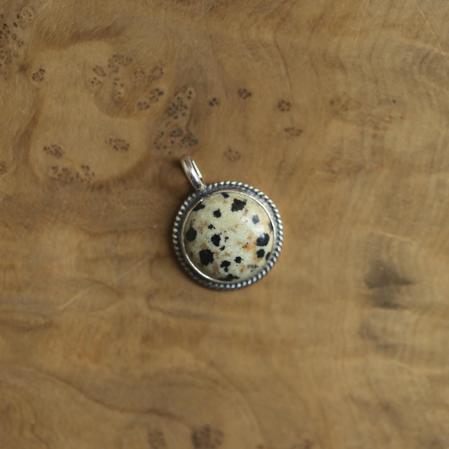 Dalmatian Jasper Pendant Charm - Sterling Silver