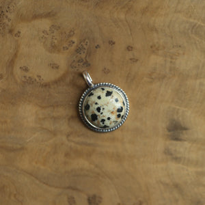 Dalmatian Jasper Pendant Charm - Sterling Silver
