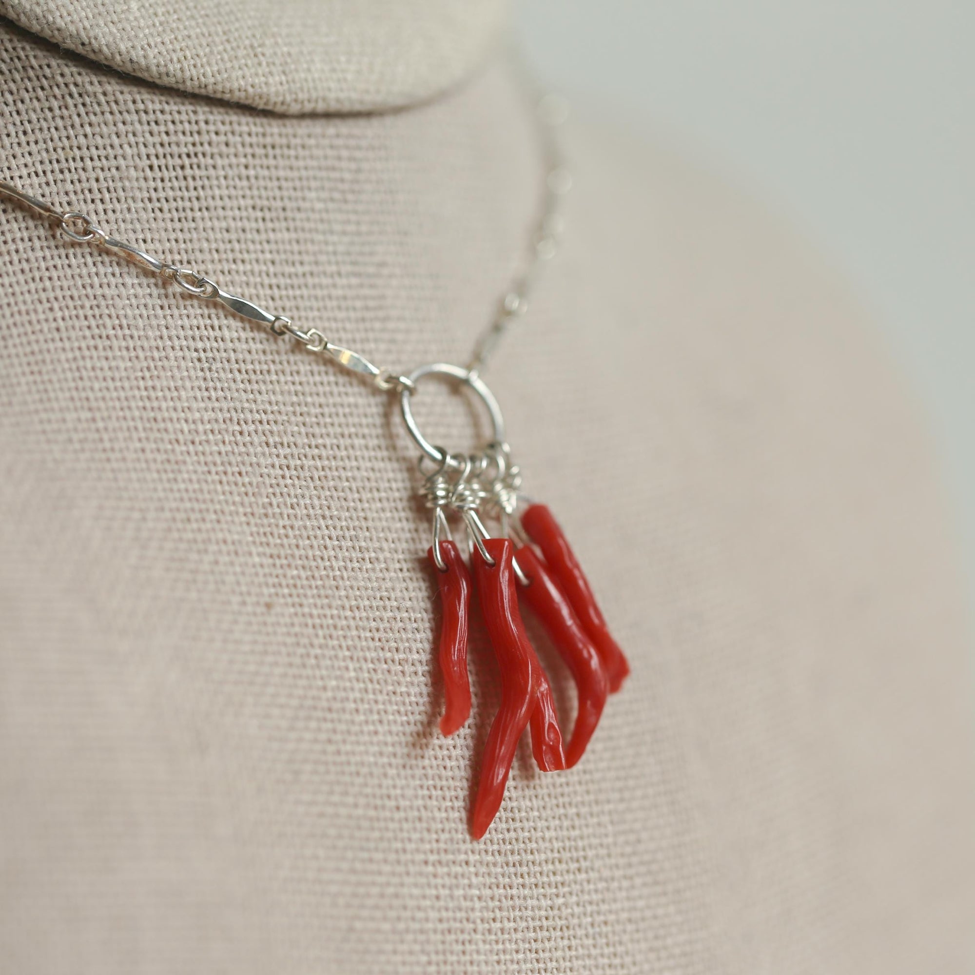 Mediterranean Coral Necklace - Natural Coral - Sterling Silver - Ethically Sourced