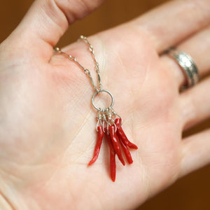 Mediterranean Coral Necklace - Natural Coral - Sterling Silver - Ethically Sourced
