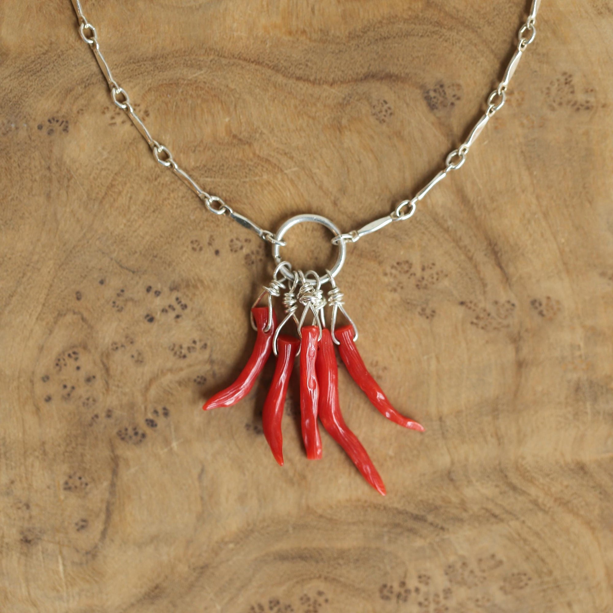 Mediterranean Coral Necklace - Natural Coral - Sterling Silver - Ethically Sourced