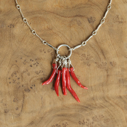 Mediterranean Coral Necklace - Natural Coral - Sterling Silver - Ethically Sourced