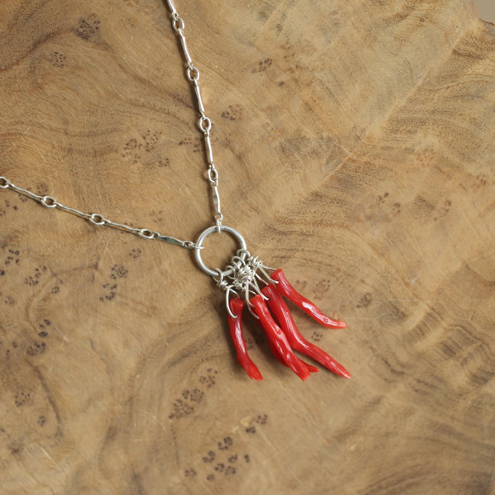 Mediterranean Coral Necklace - Natural Coral - Sterling Silver - Ethically Sourced