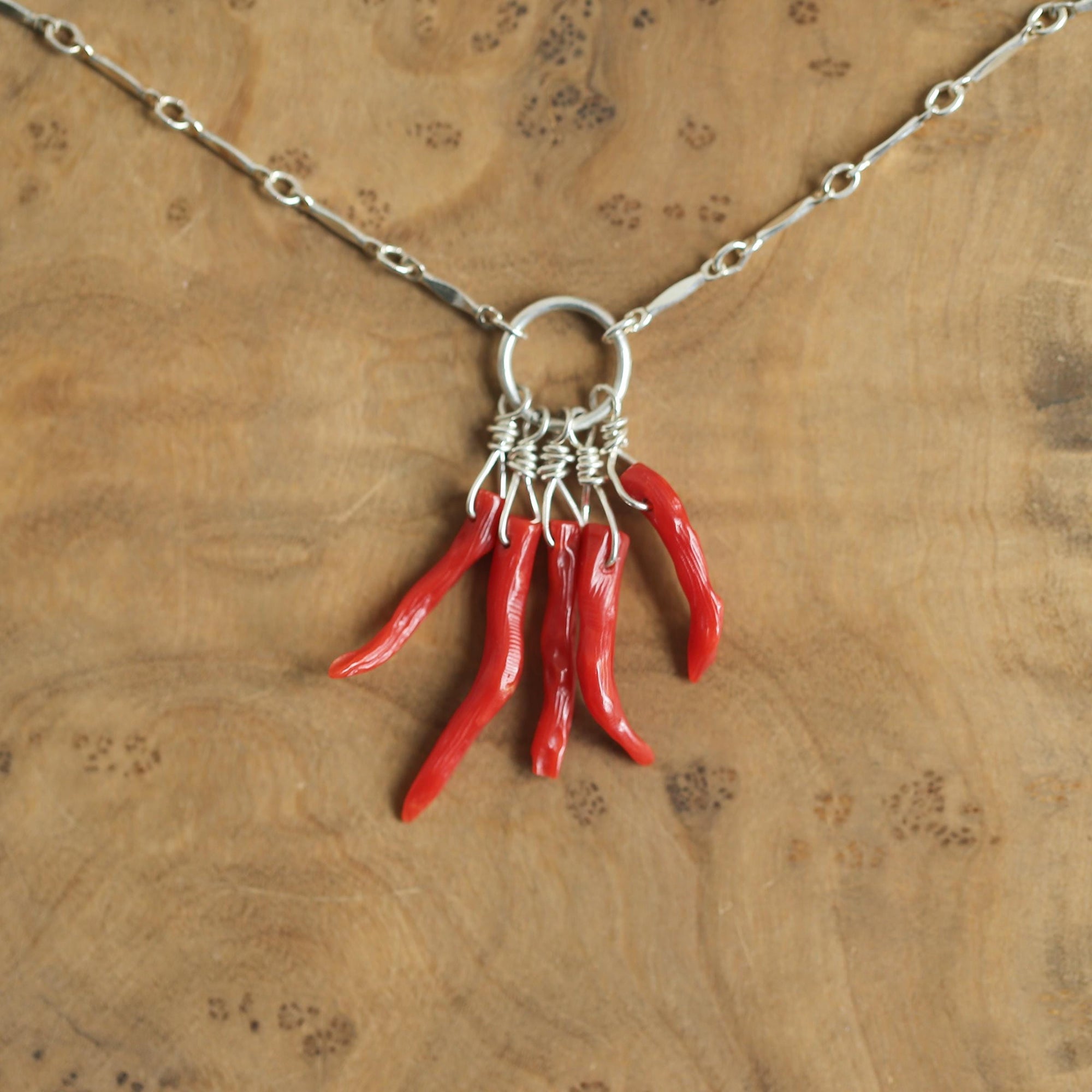 Mediterranean Coral Necklace - Natural Coral - Sterling Silver - Ethically Sourced
