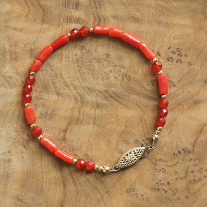 Mediterranean Red Coral Bracelet | 14K Gold Filled Clasp